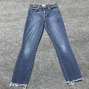 L'Agence Marguerite Jeans Womens 26 Blue High Rise Skinny Hemp Raw Hem USA